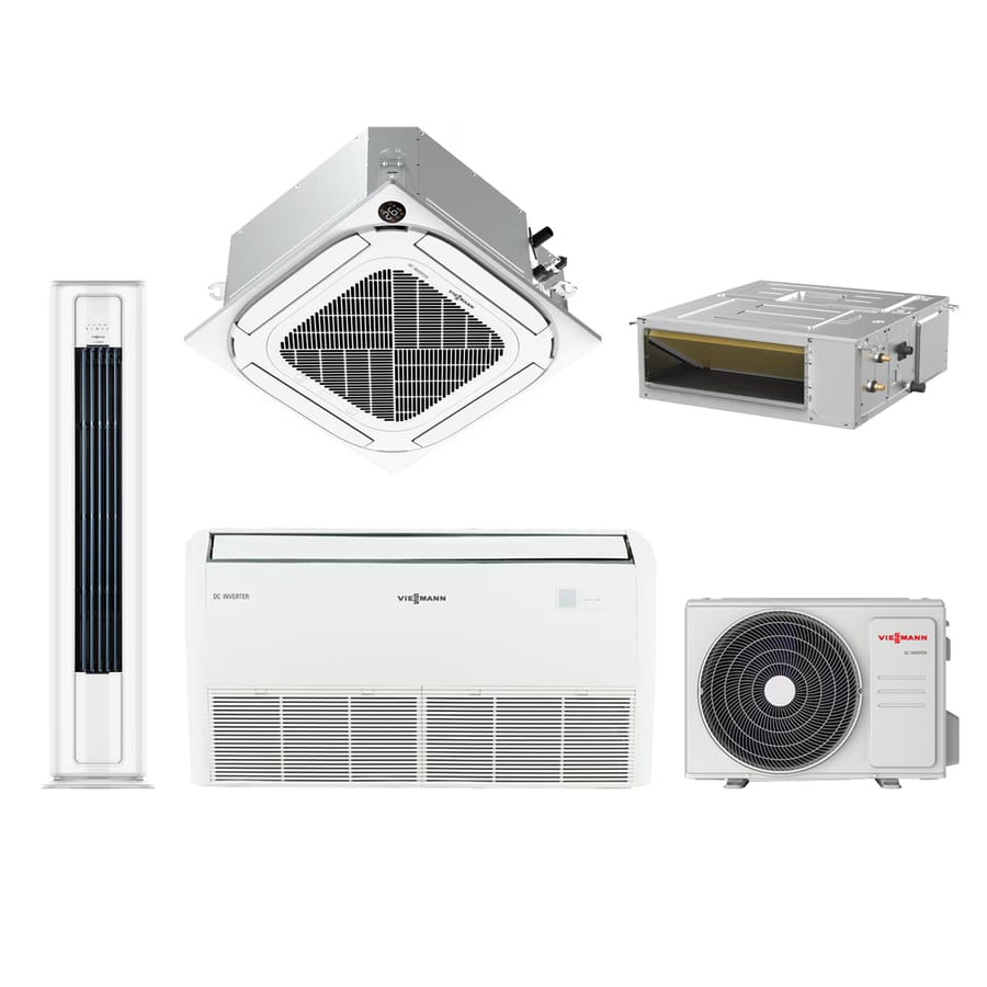Viessmann Vitoclima ticari klima ürün ailesi: salon tipi, kaset, kanal ve yer-tavan